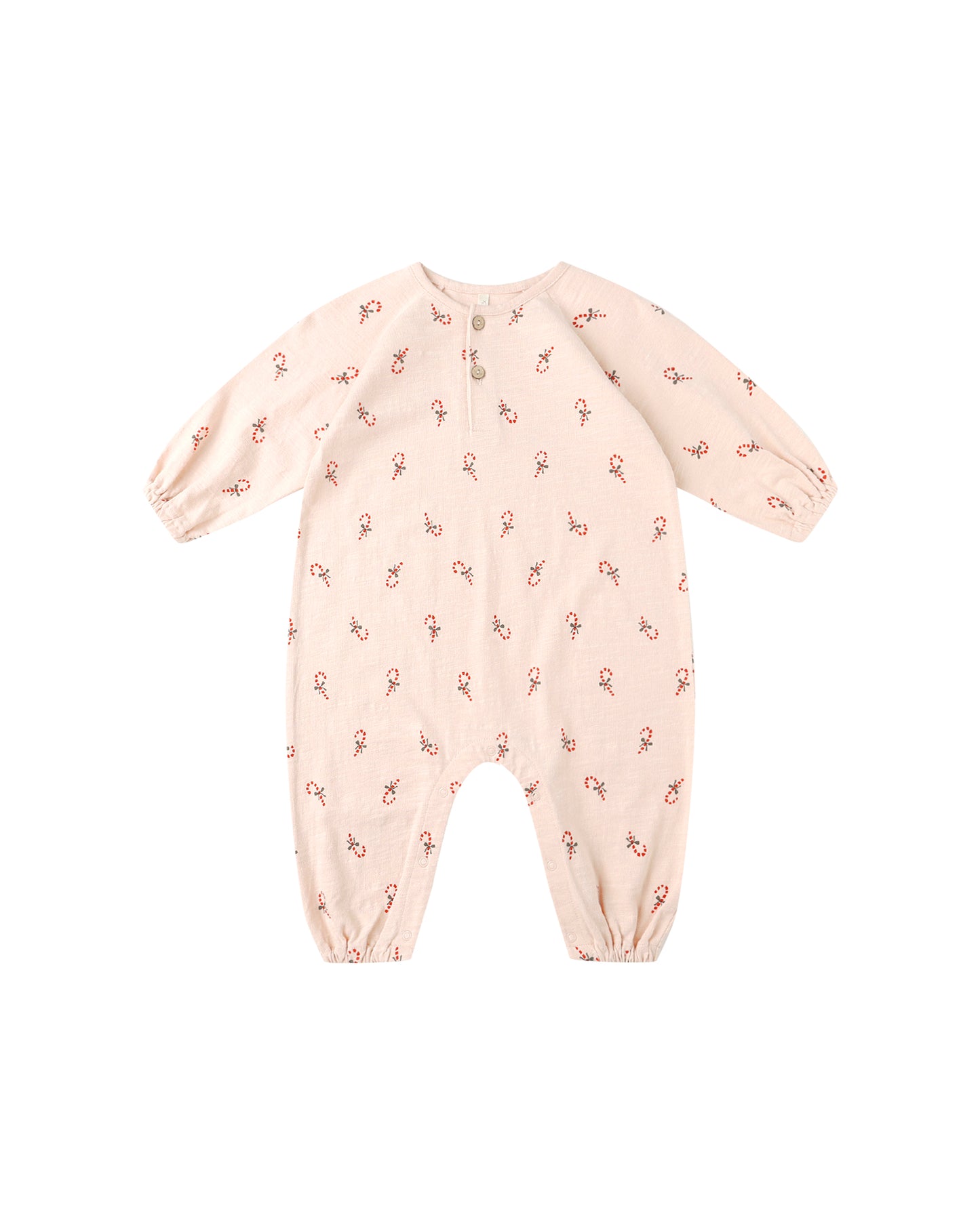 Henley Jumpsuit- Petal Candy Canes