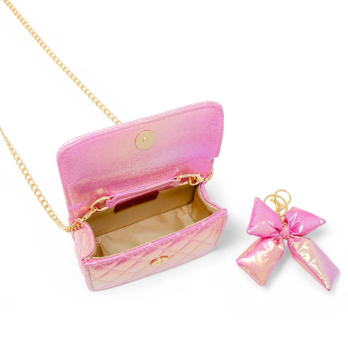 Quilted Fluffy Bow Handbag- Hot Pink