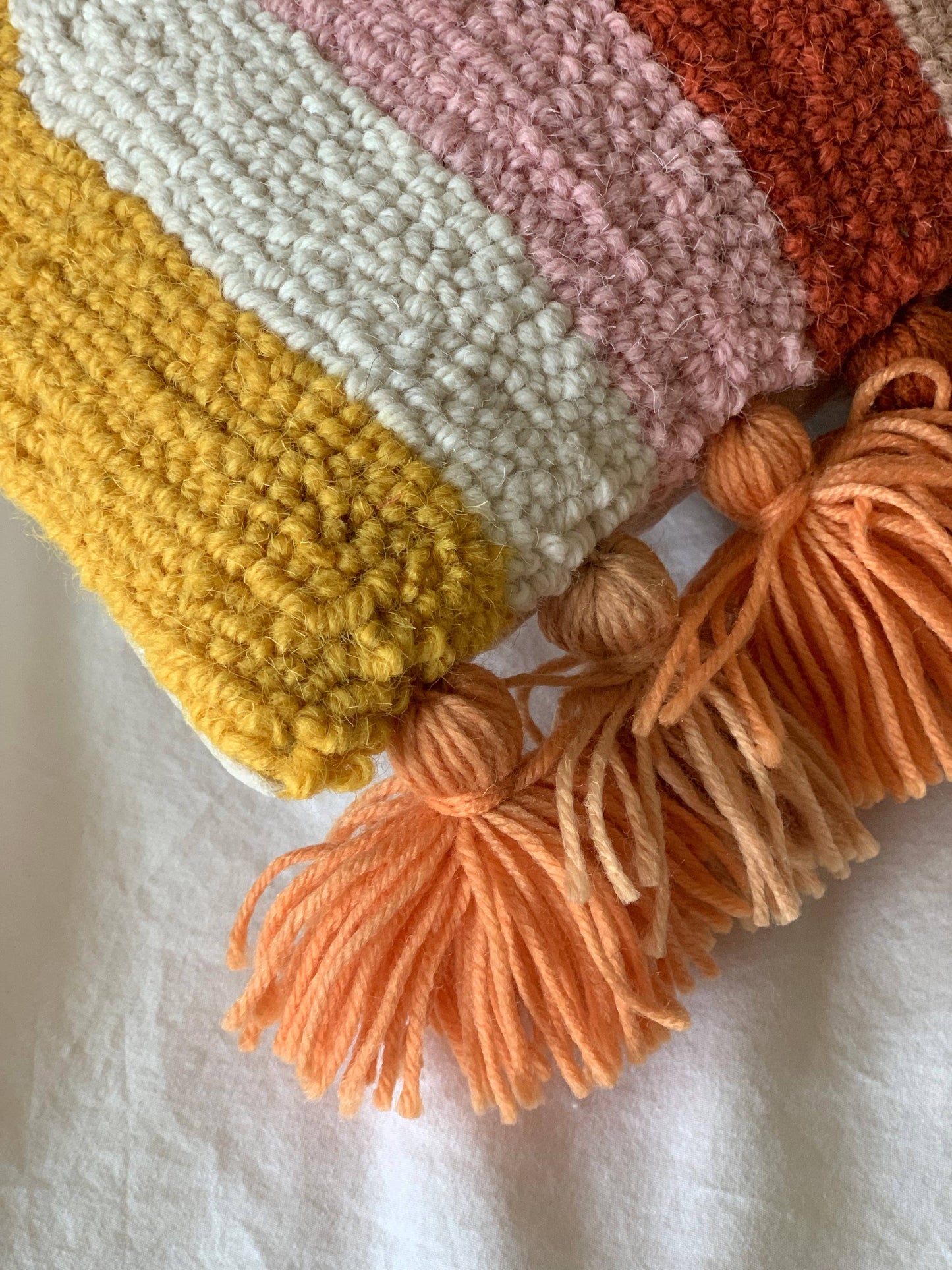 Warm Rainbow With Tassels Pillow