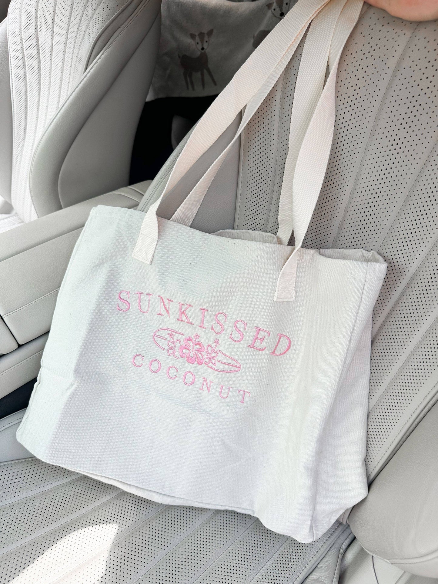 Sunkissed Coconut Embroider Canvas Tote