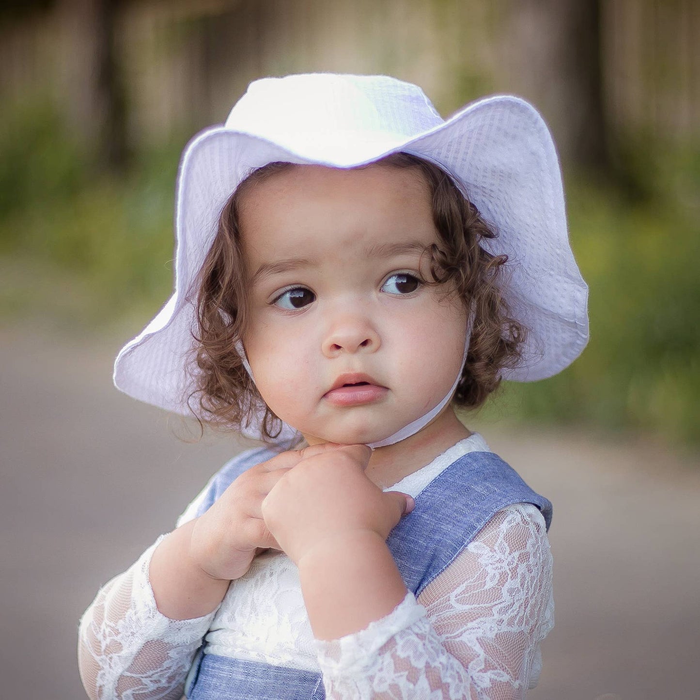 White Seersucker Sunhat