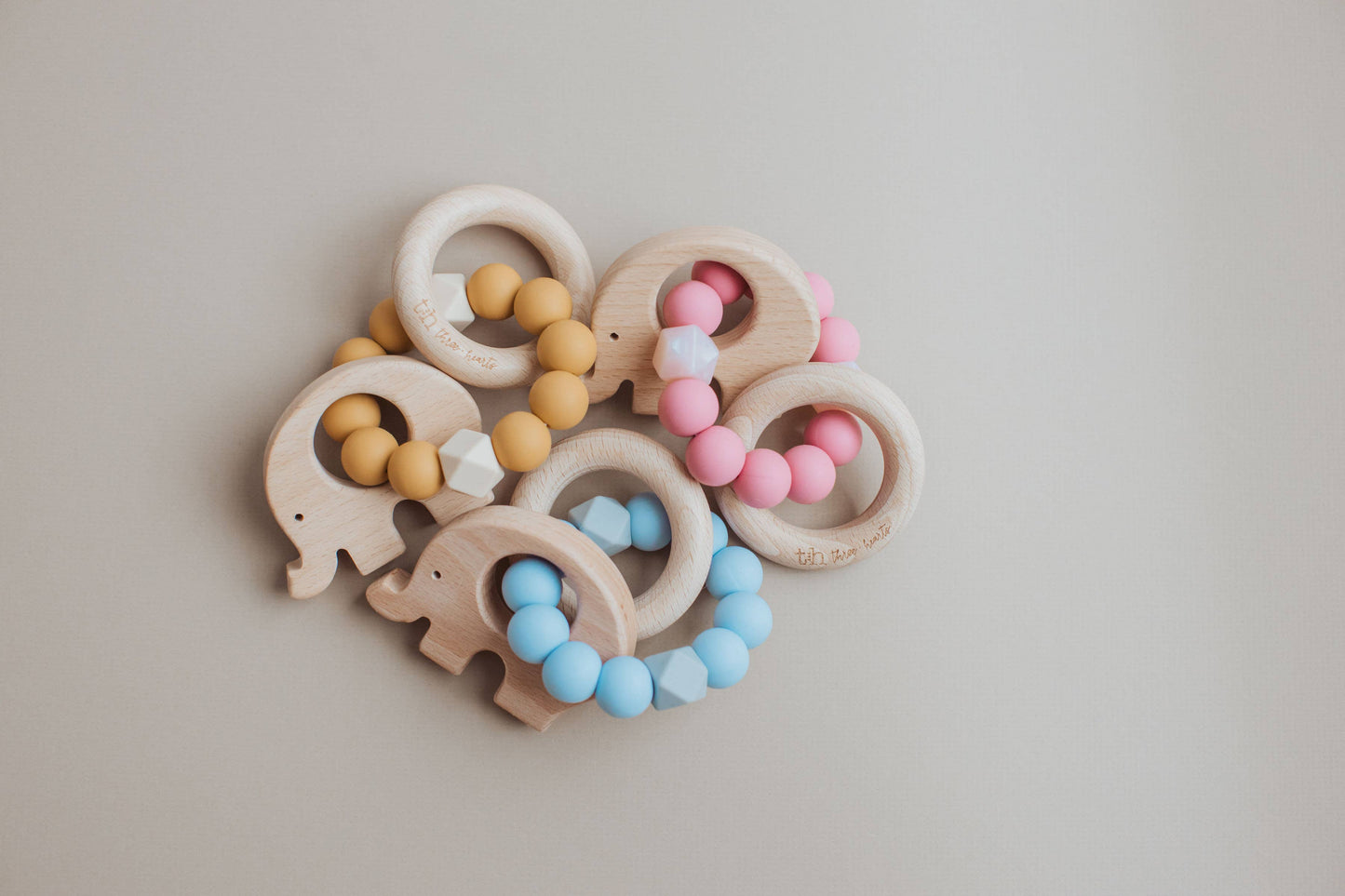 Elephant Teething Rattle- Mauve