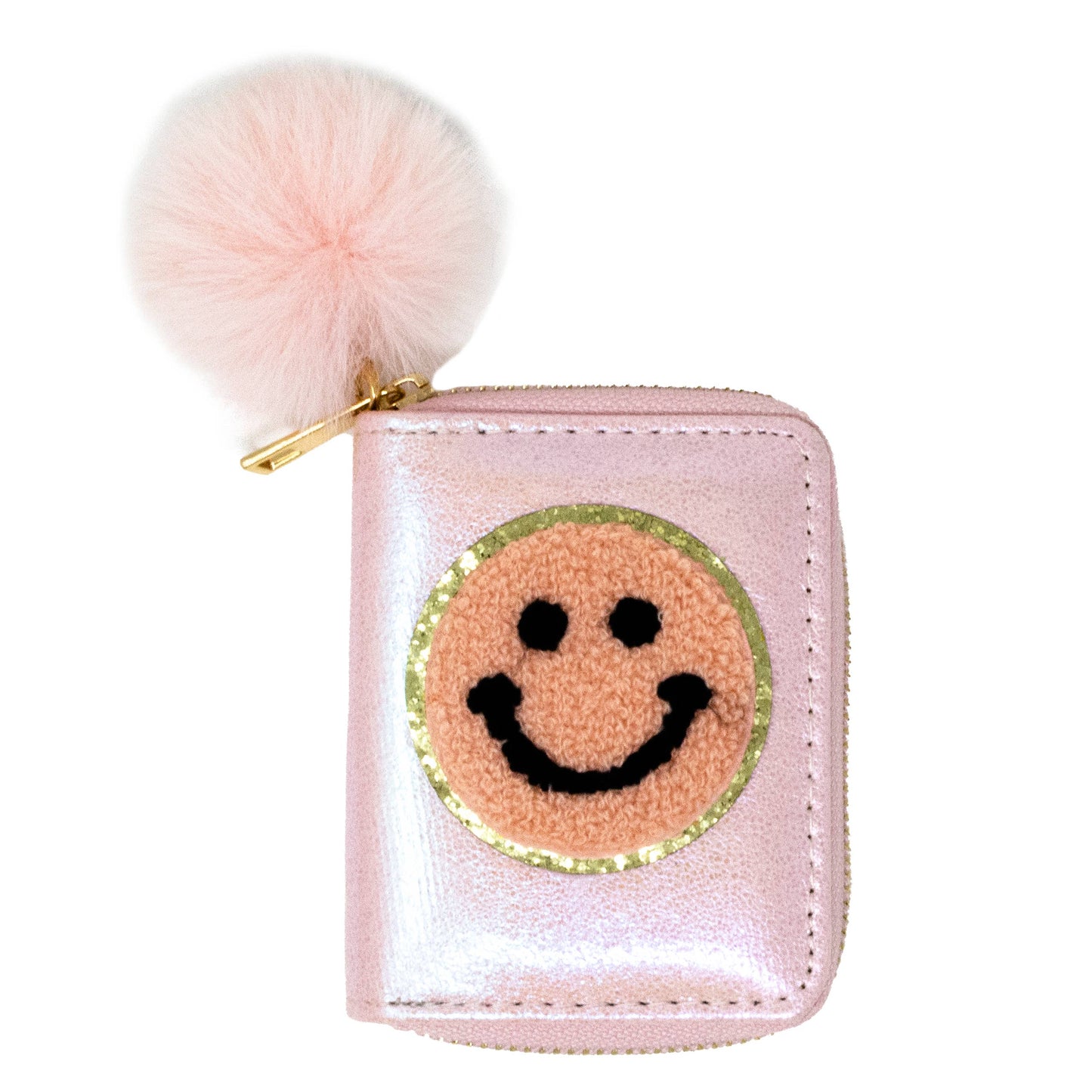 Shiny Happy Face Smile Wallet- Lt. Pink
