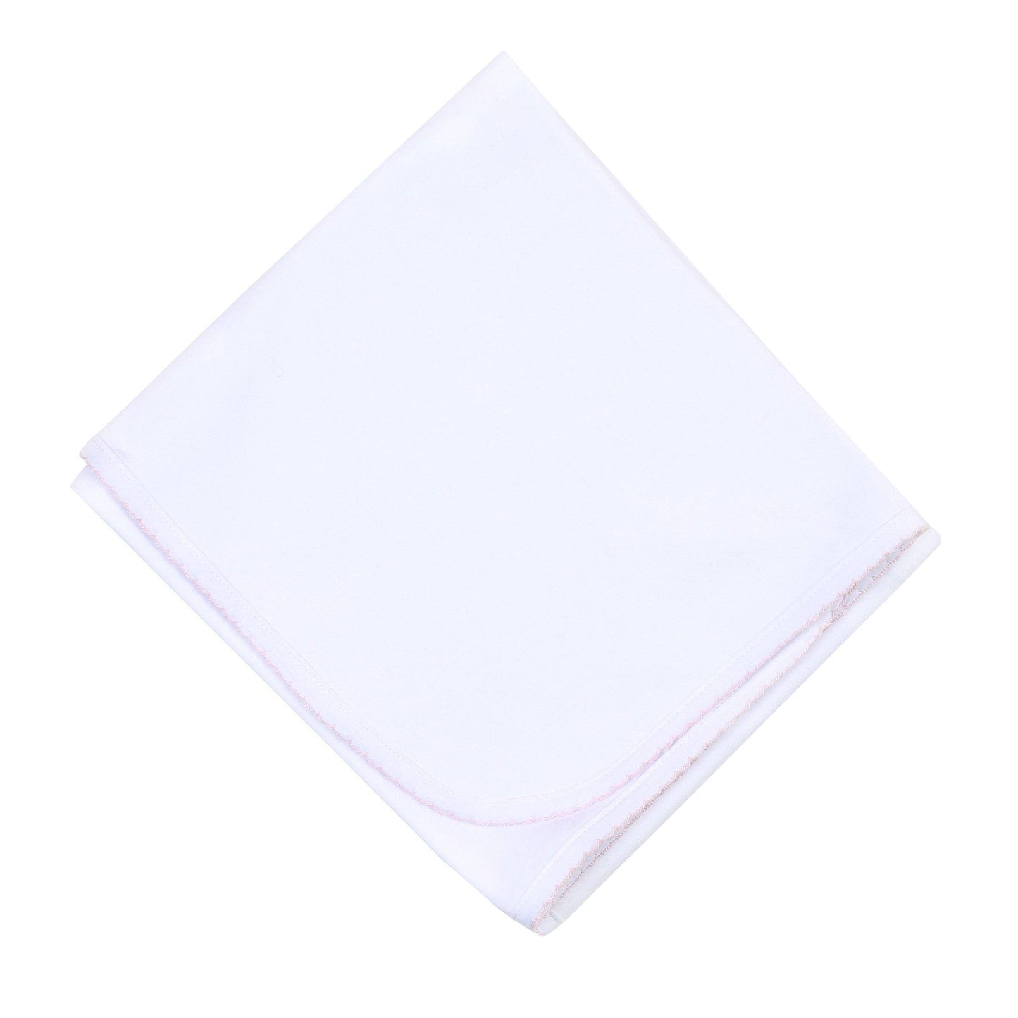 White Receiving Blanket- Pink Edge