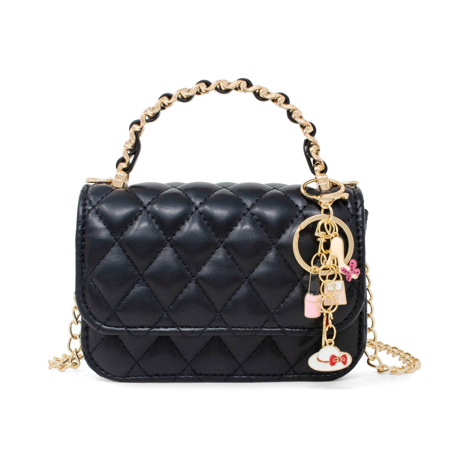 Link Chain Top Handle Purse- Black