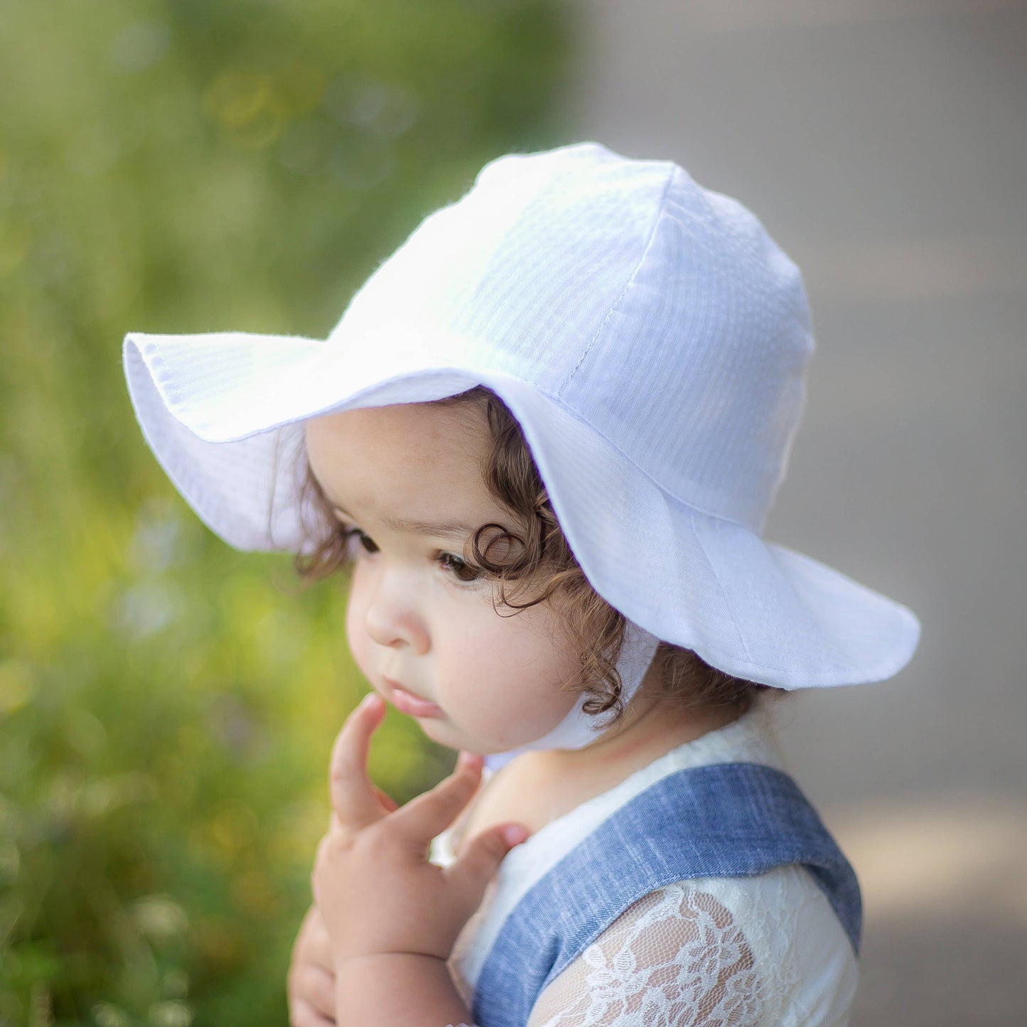 White Seersucker Sunhat
