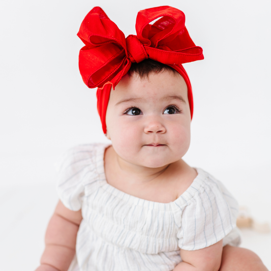 Faux Silk Big Classic Bow HB- Cherry Red