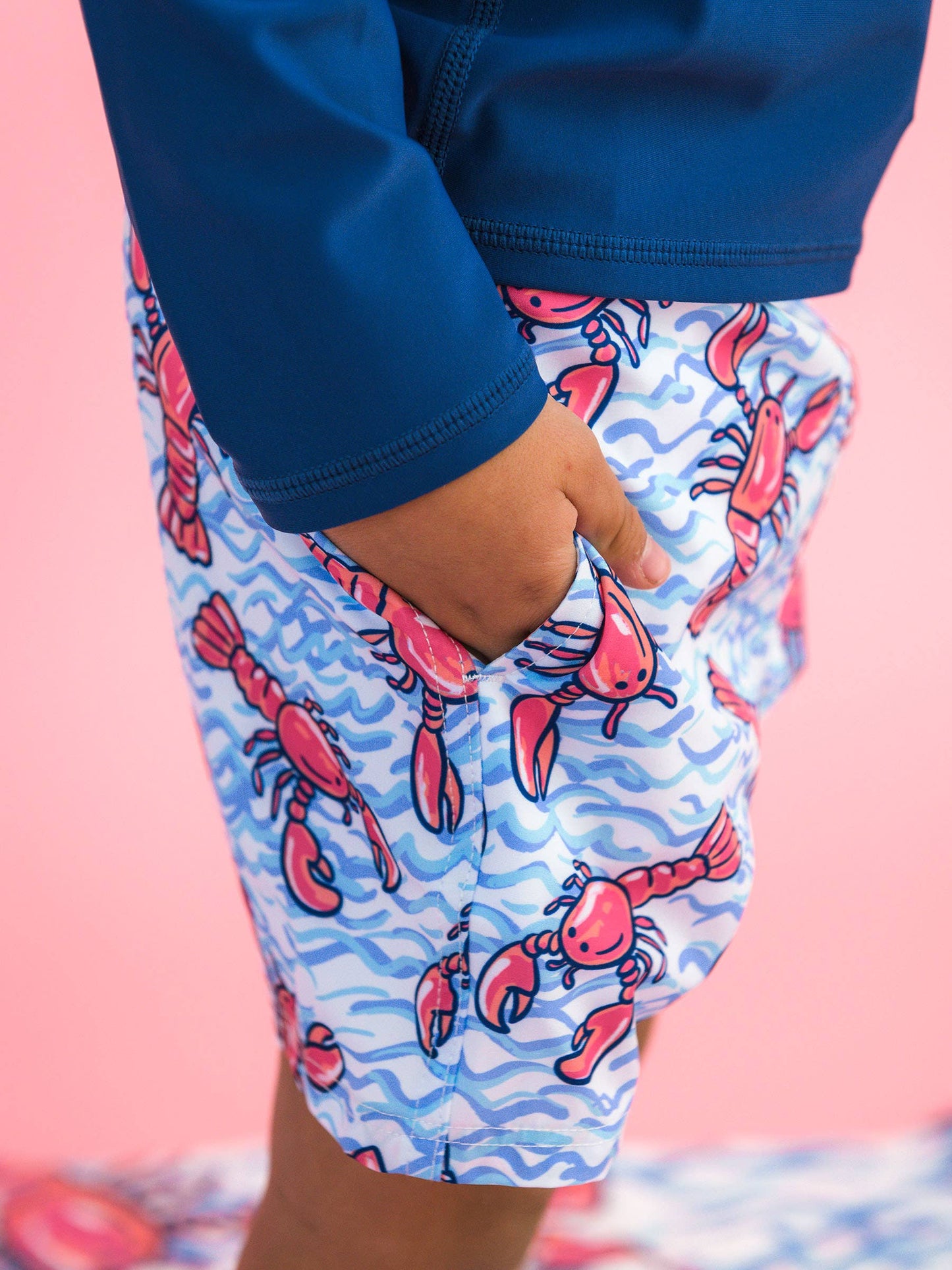 Blue Lobster Swim Trunks