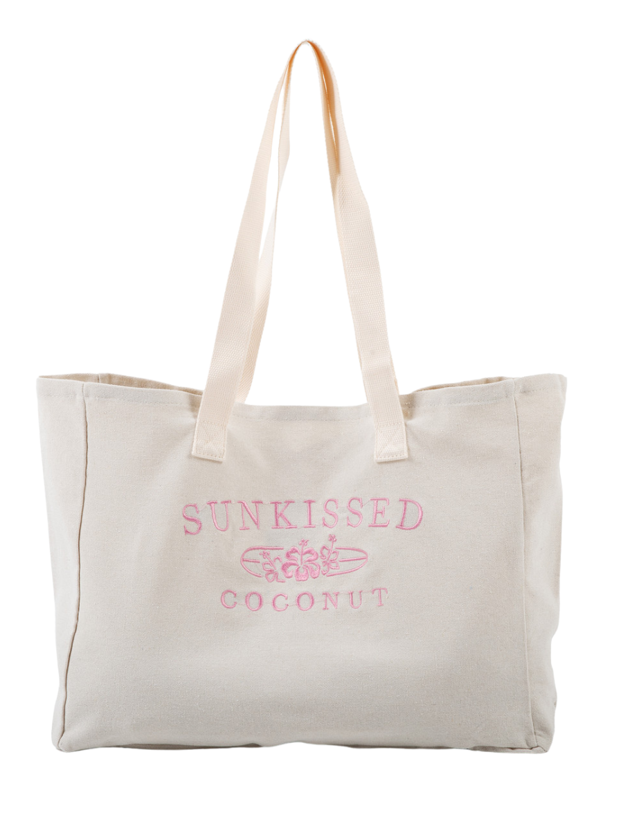 Sunkissed Coconut Embroider Canvas Tote