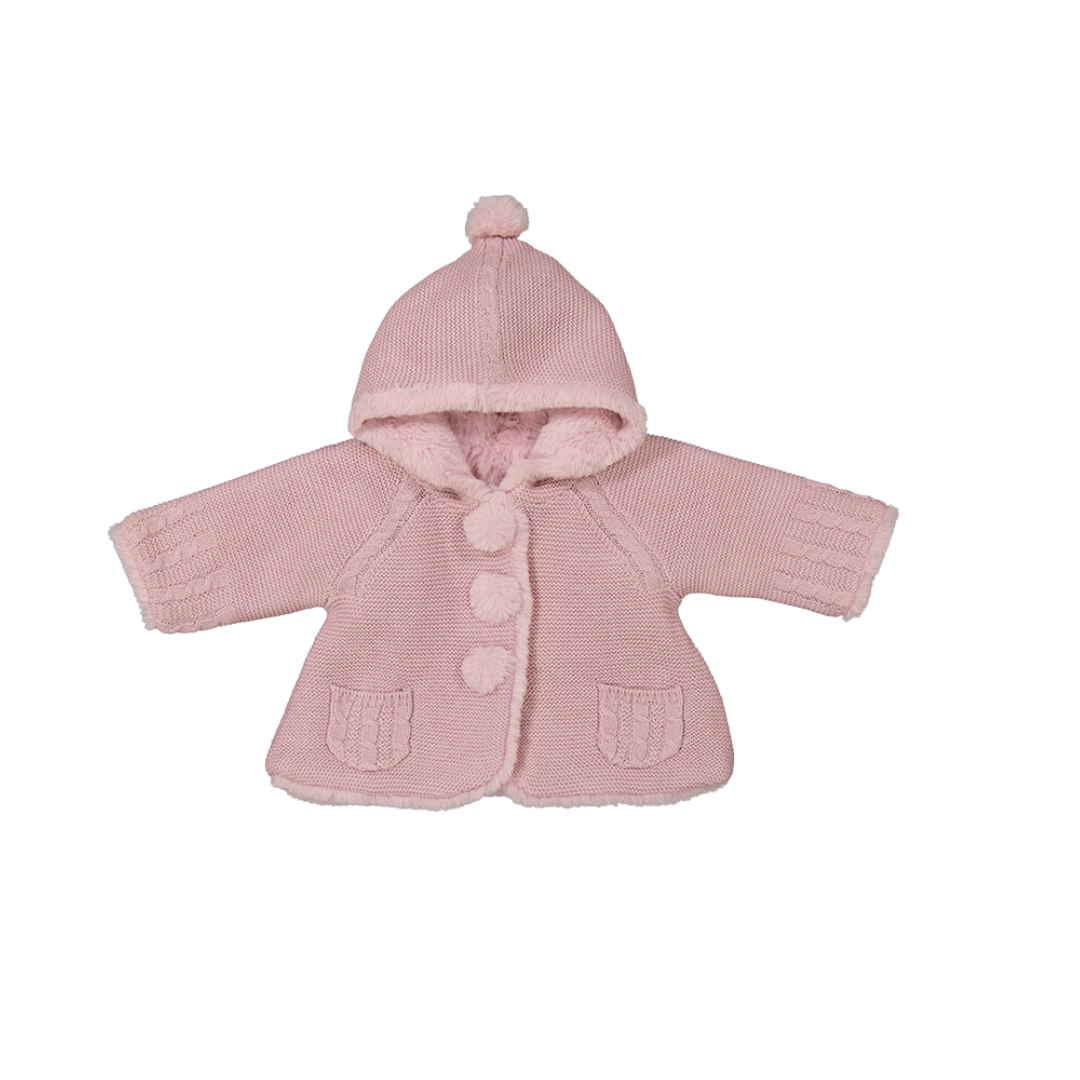 Pom Pom Knit Cardigan in Mauve