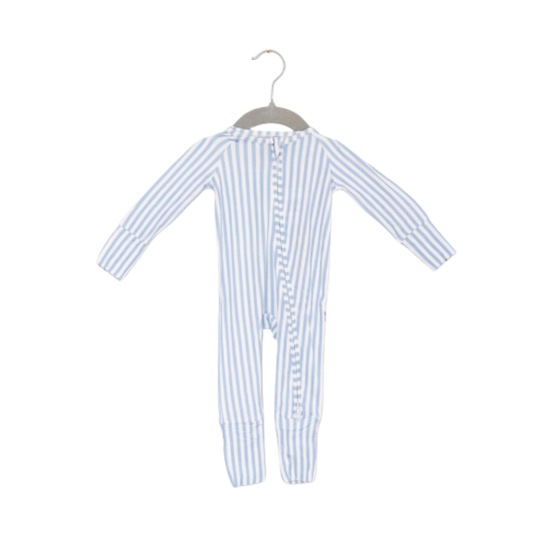 Sleep Romper - Lt Blue Mini Stripe