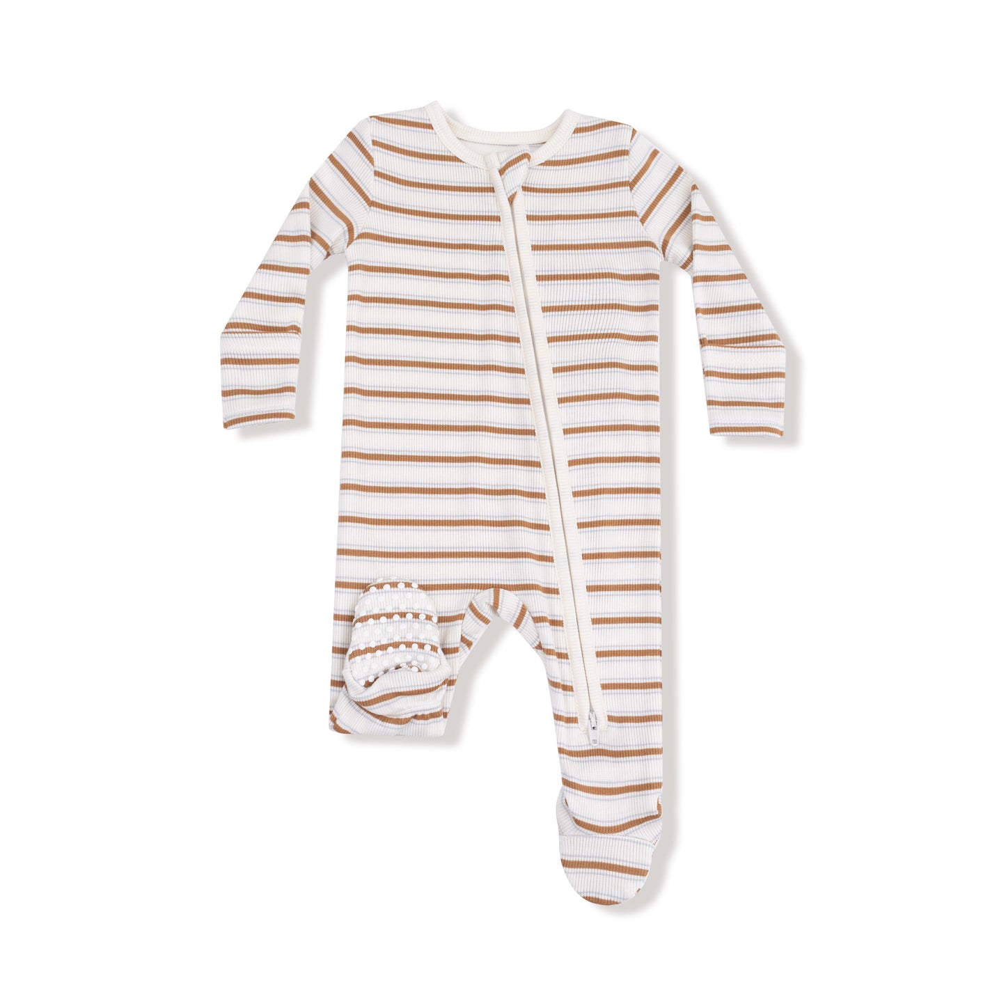AD Zip Footie - Vintage Stripe Brown