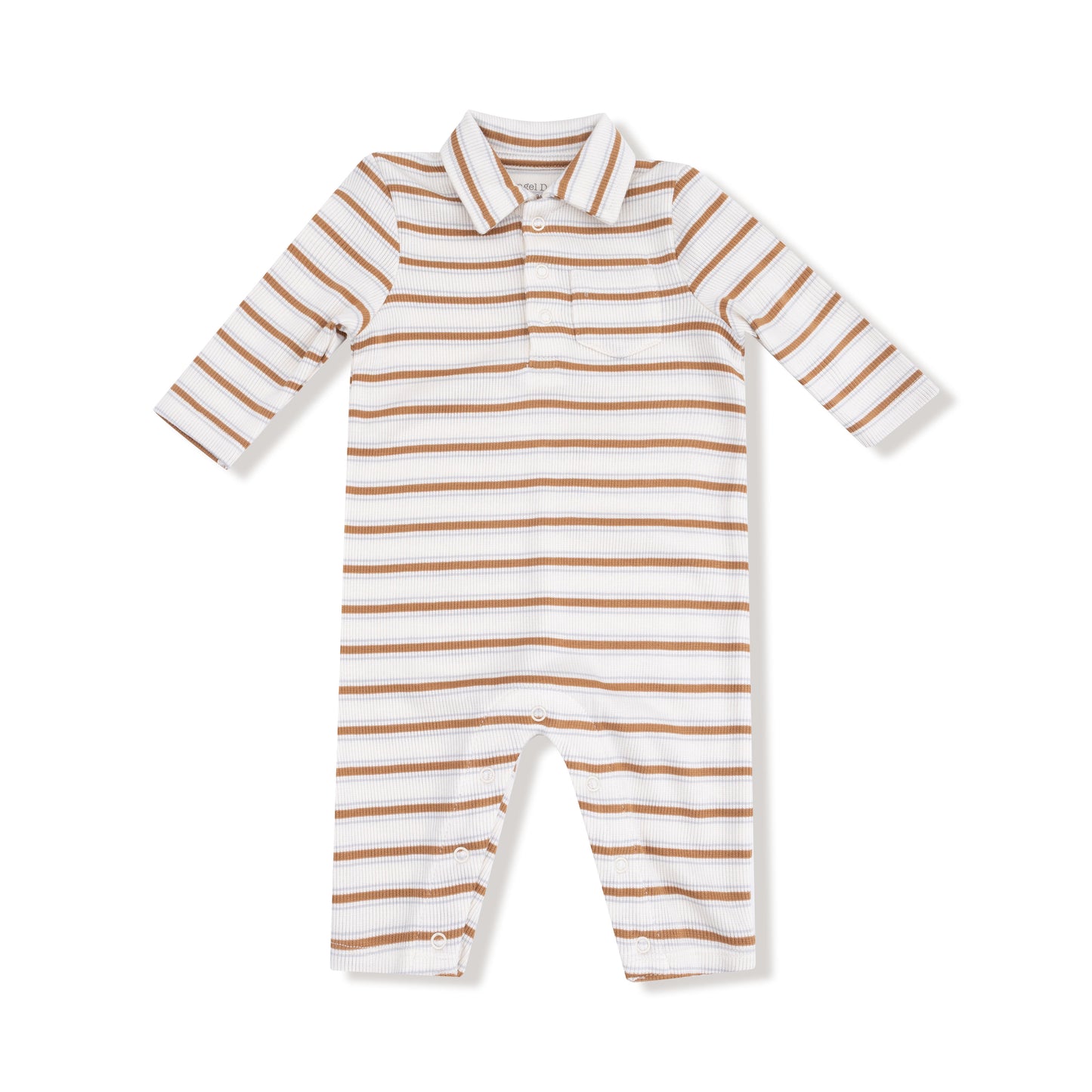 AD Polo Romper - Vintage Stripe Brown