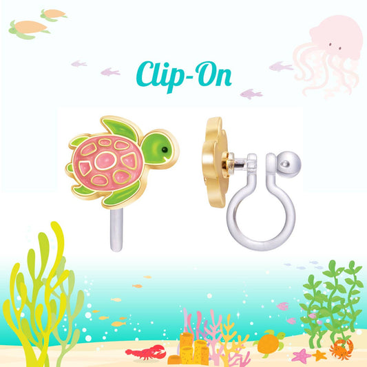 CLIP ON Cutie Earrings- Turtle-y Awesome