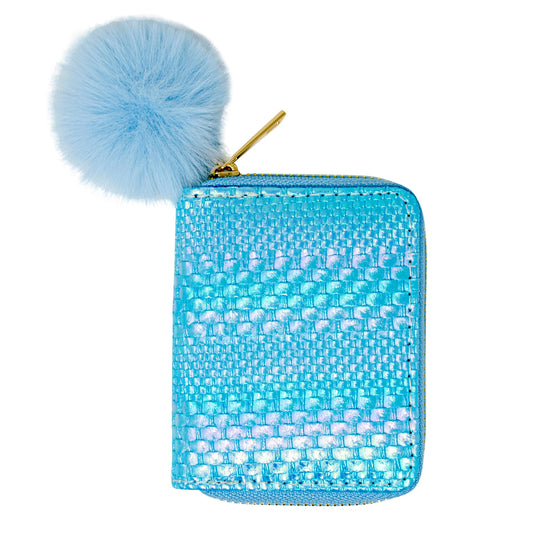Shiny Mix Weave Wallet: Blue