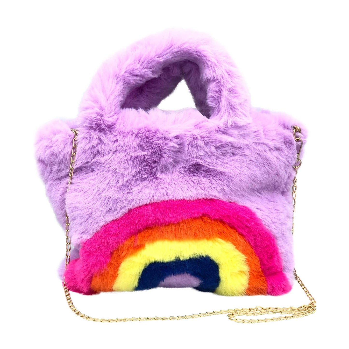 Furry Rainbow Purse - Purple