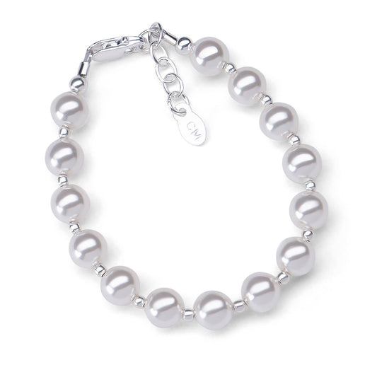 Girls Silver Chunky Pearl Bracelet