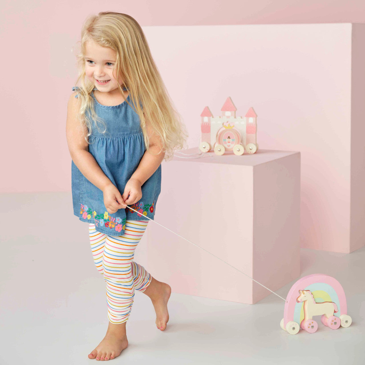 Rainbow Princess Unicorn Wood Pull Toy