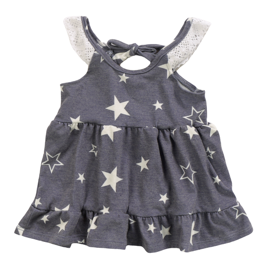Navy Tiered Dress - White Stars