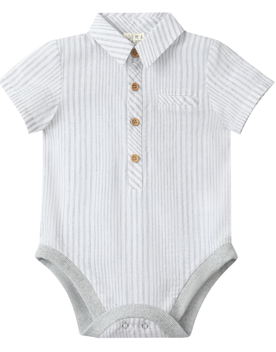 Helford Woven Onesie- Grey Stripe