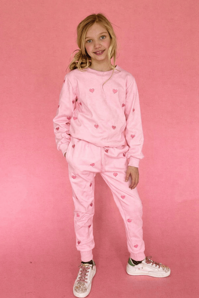Full Hearts Jogger Set- Pink
