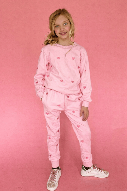 Full Hearts Jogger Set- Pink