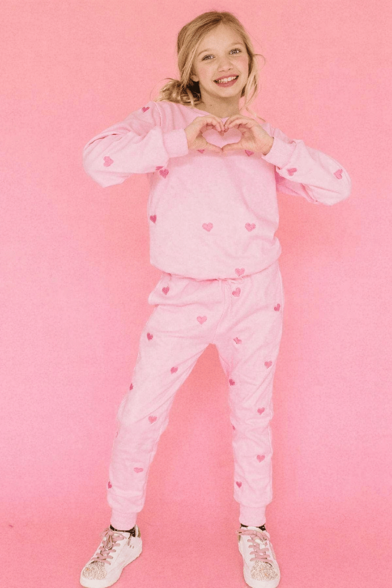 Full Hearts Jogger Set- Pink