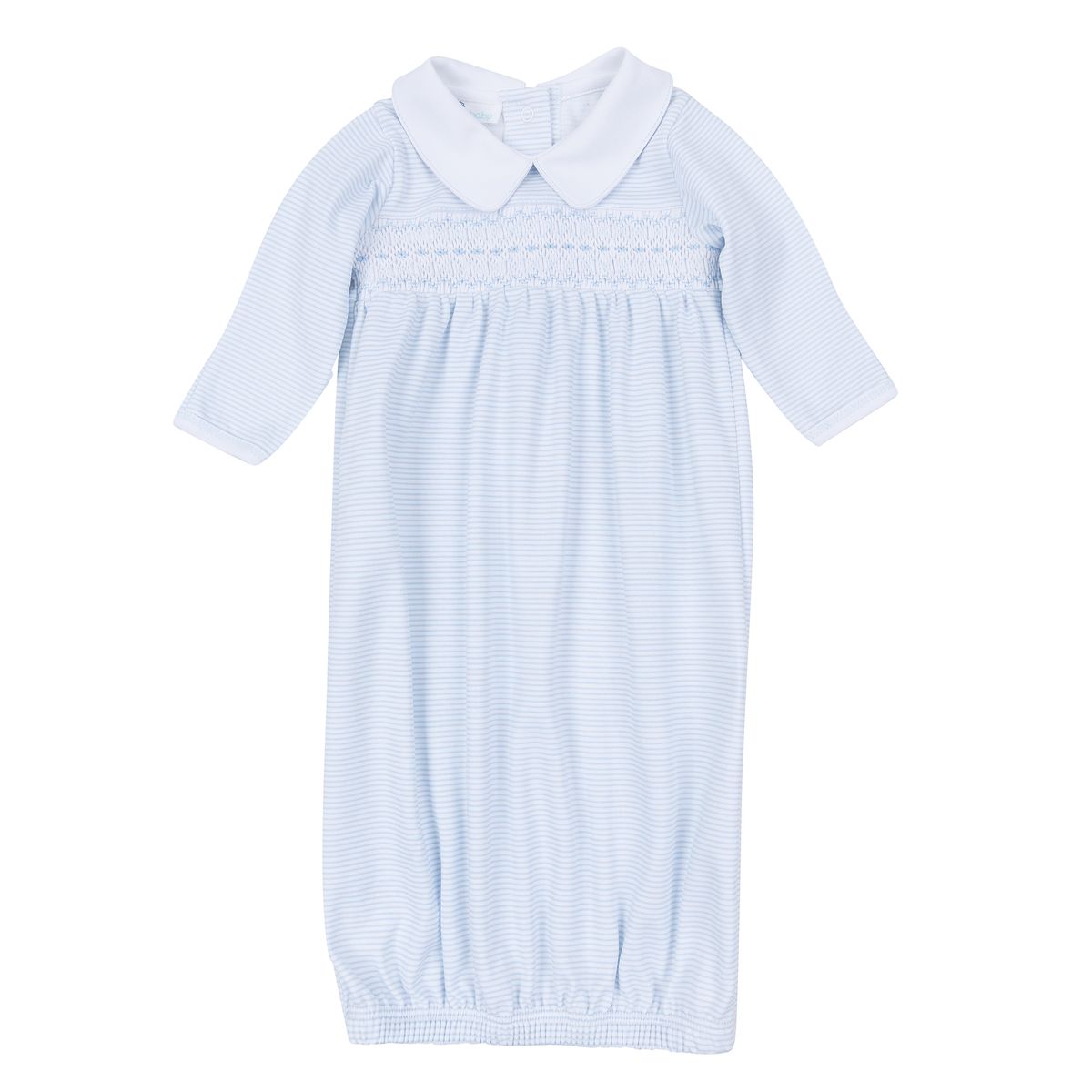 Benjamin Smocked Gown- Lt Blue