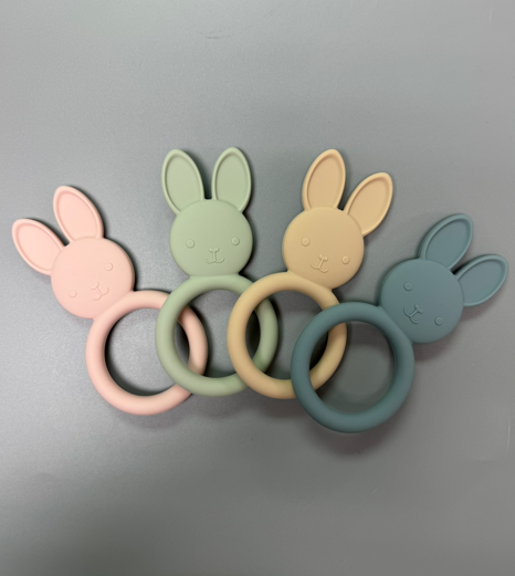 Silicone Bunny Teething Ring - Slate