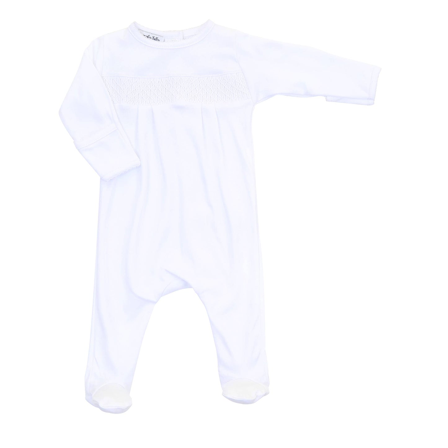 Solid Smocked Footie- White