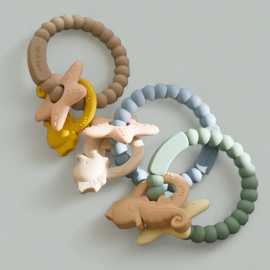 Seahorse Teething Ring - All Silicone: Seafoam