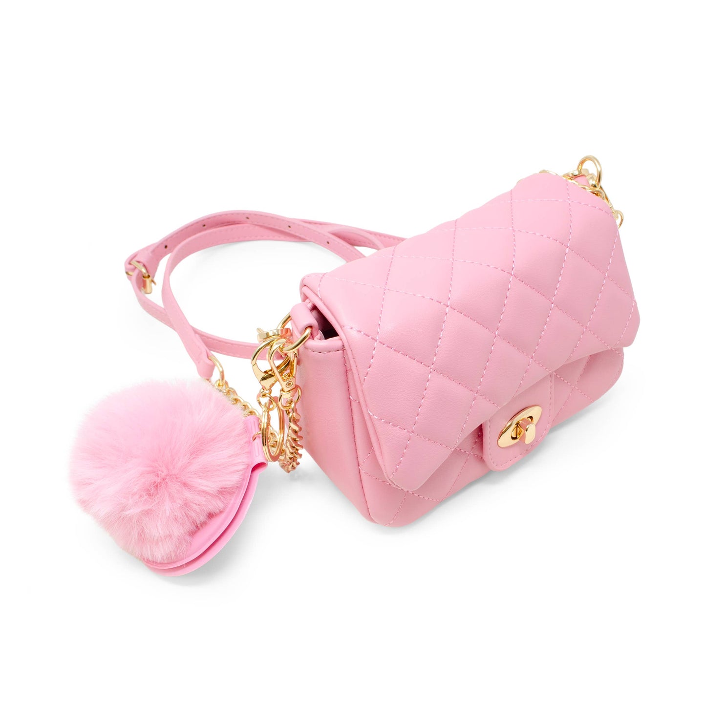 Puff Flap w/ Mirror Pom Pom- Pink