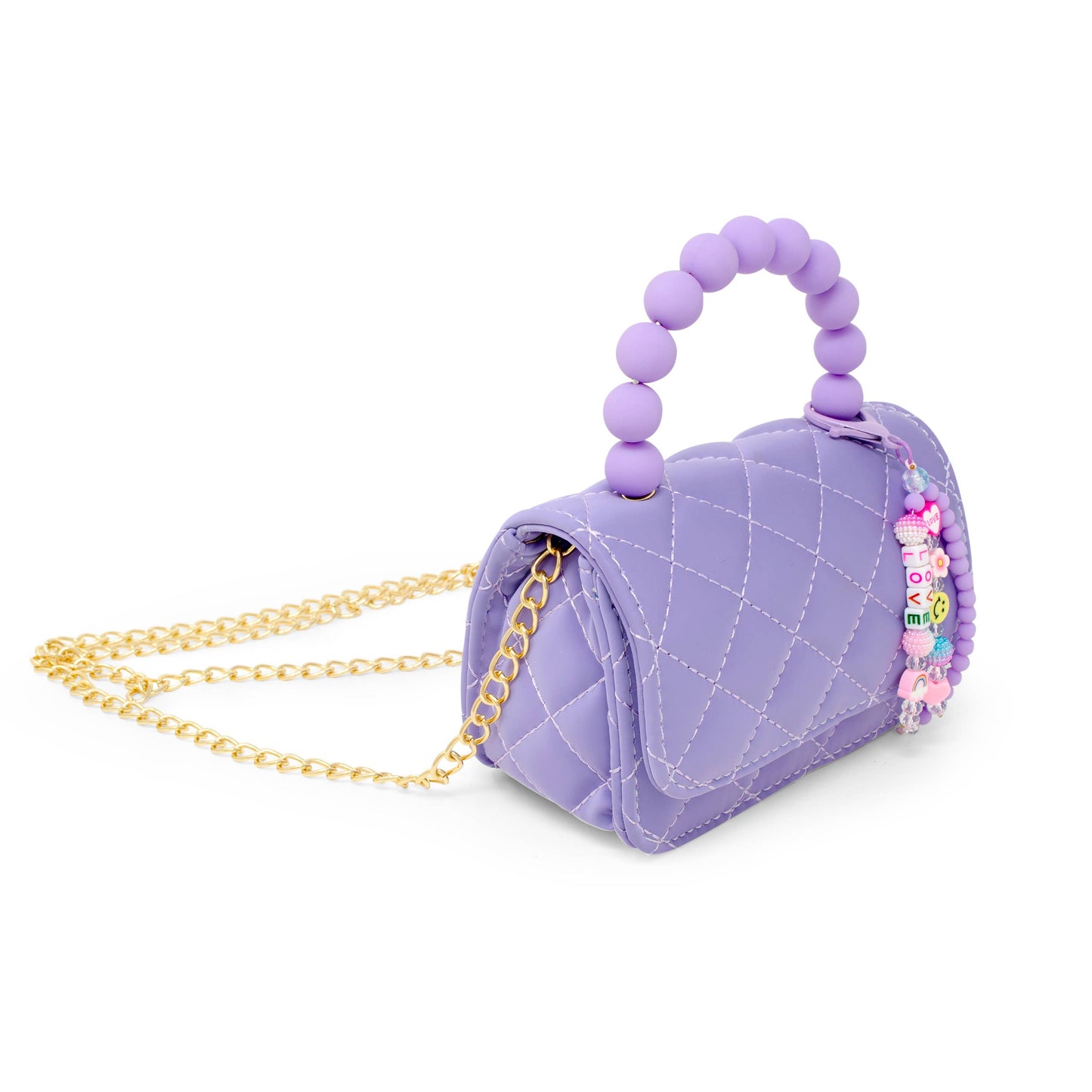 Pearl Handle Charm Handbag- Purple