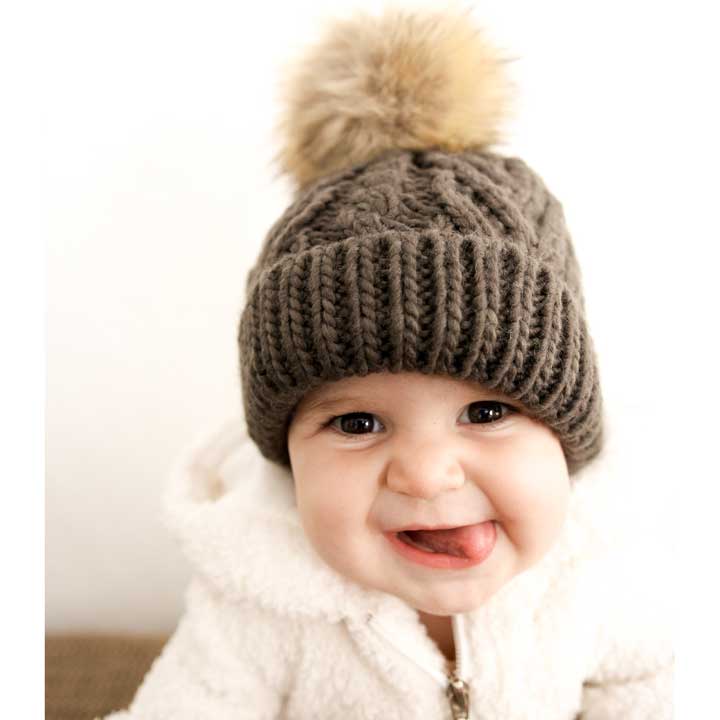 Pop Pom Pom Beanie Hat - Loden Green