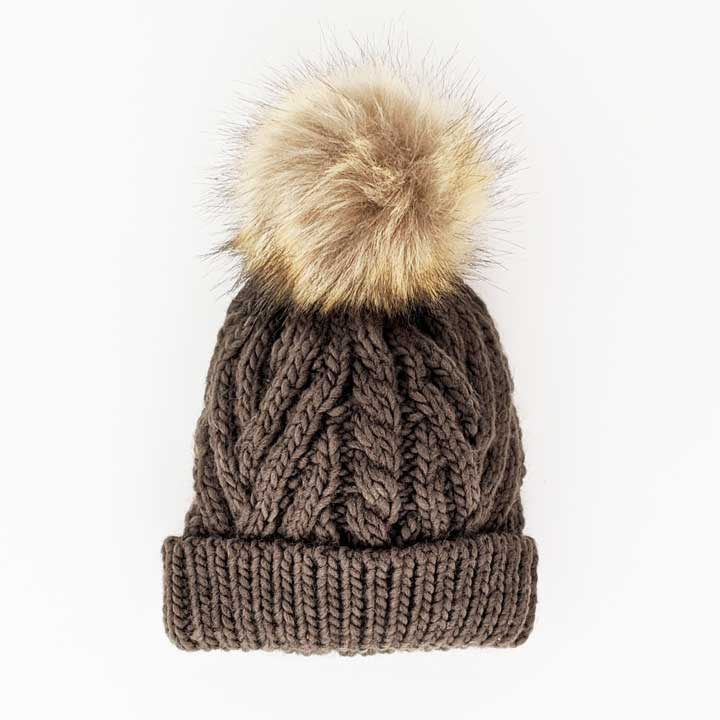 Pop Pom Pom Beanie Hat - Loden Green