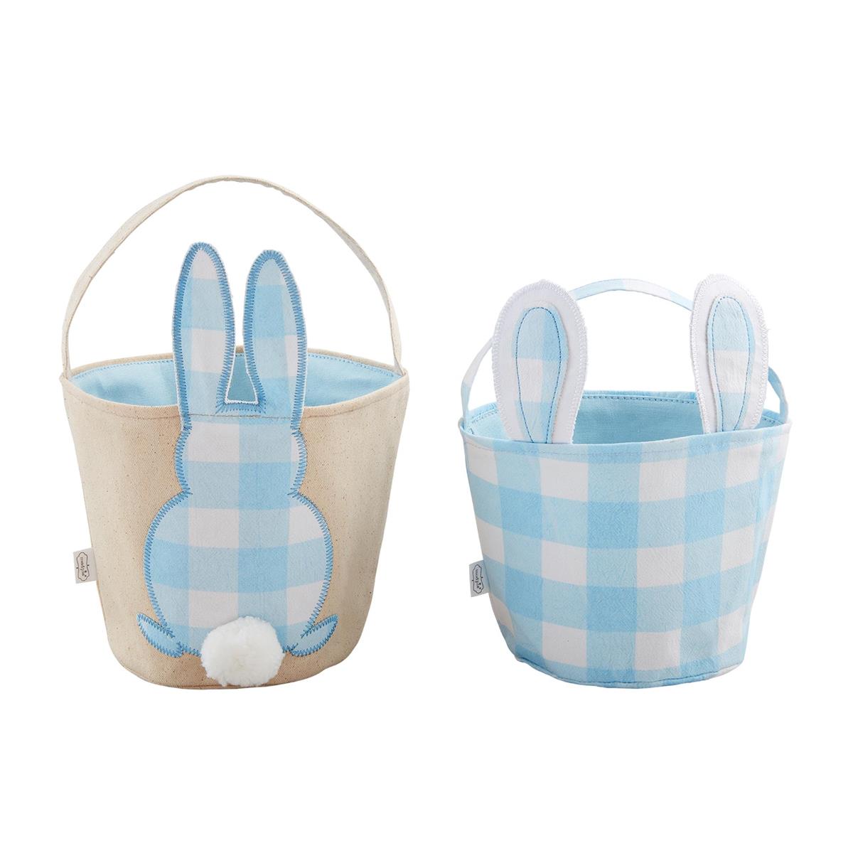 Blue Check Bunny Basket Set