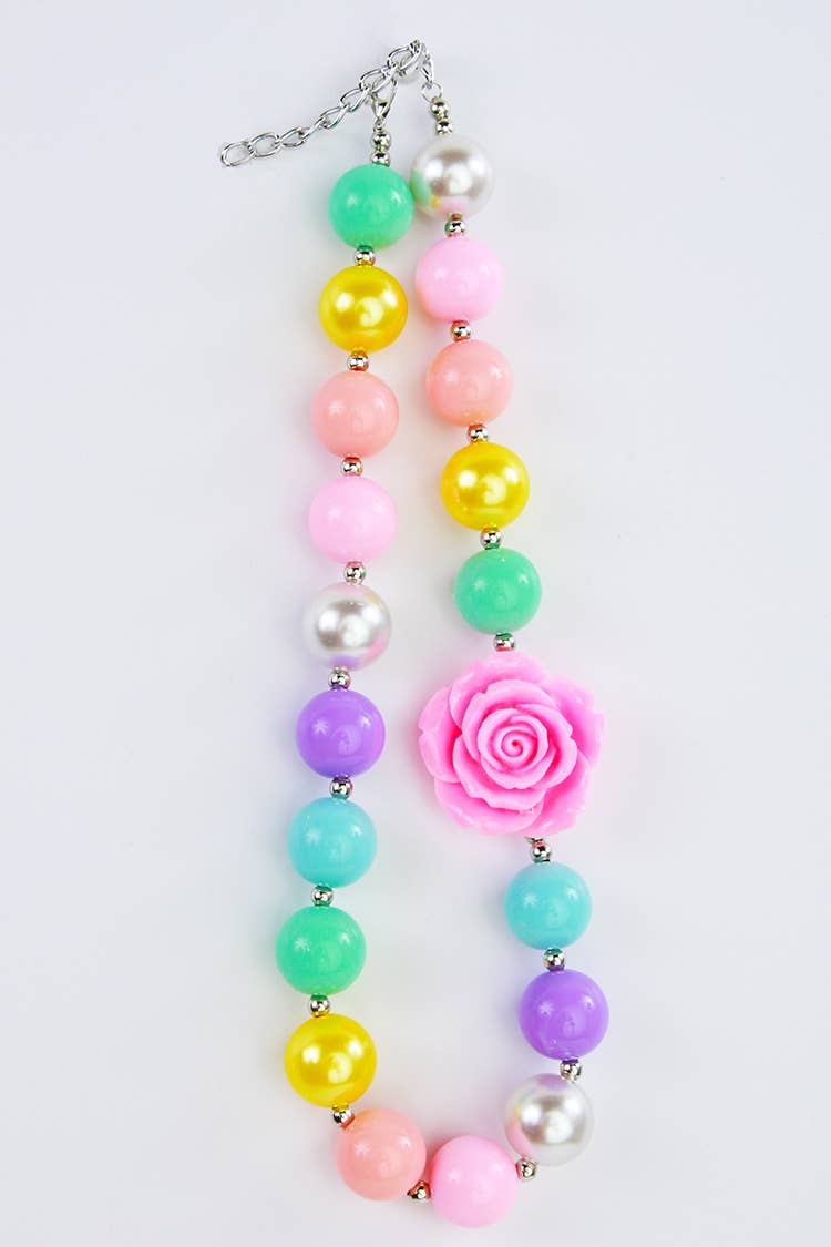 Chunky Beaded Rose Necklace