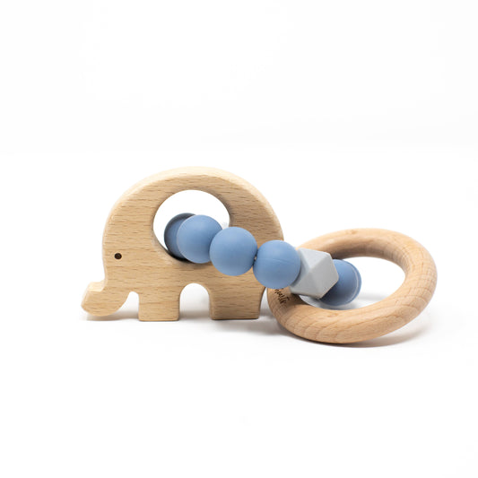 Elephant Teething Rattle- Slate