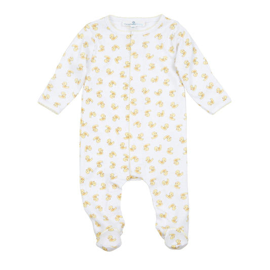 Darling Ducklings Print Footie - Yellow