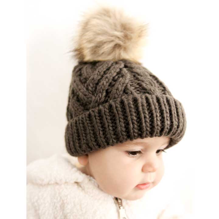Pop Pom Pom Beanie Hat - Loden Green