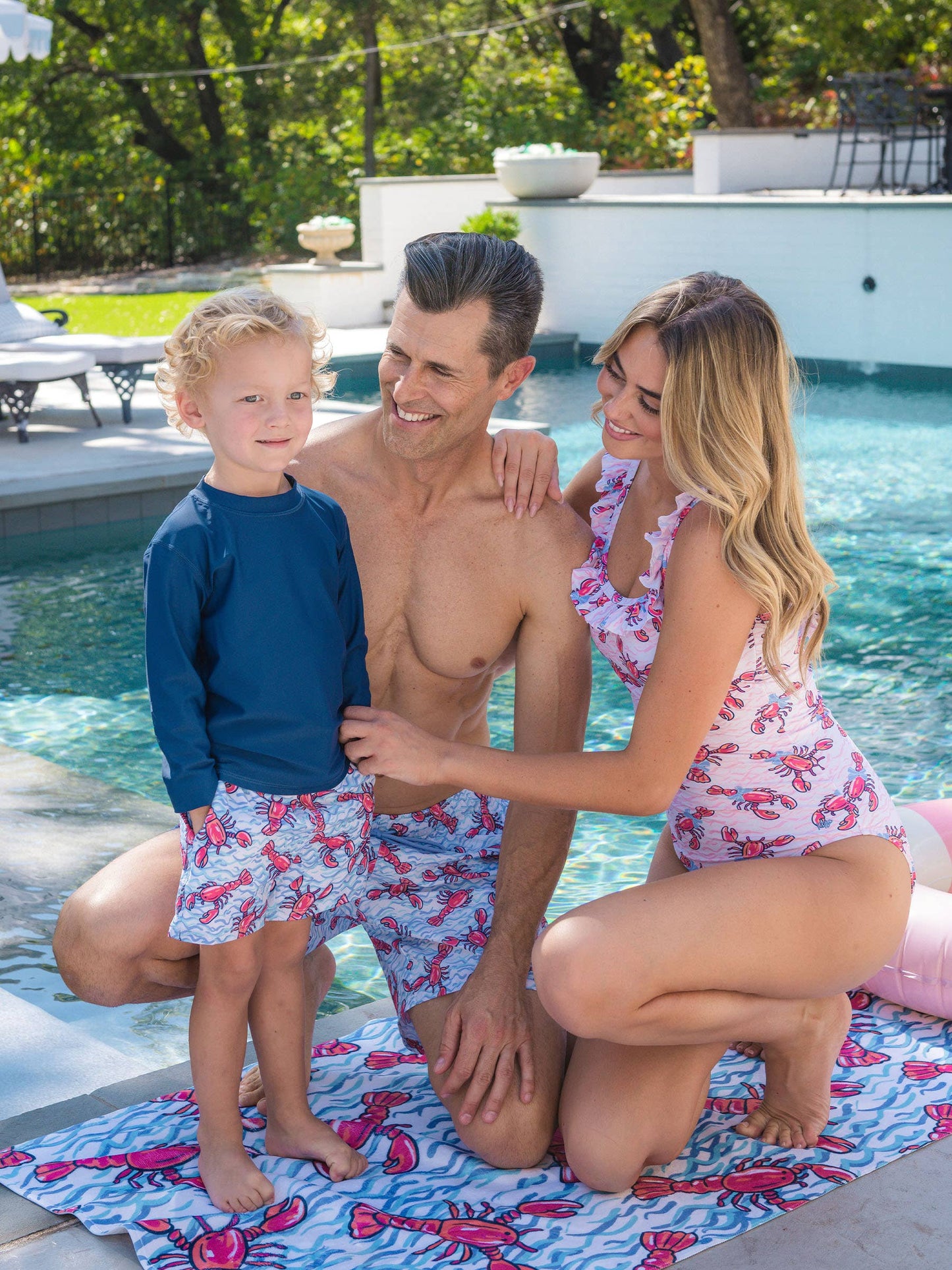 Blue Lobster Swim Trunks