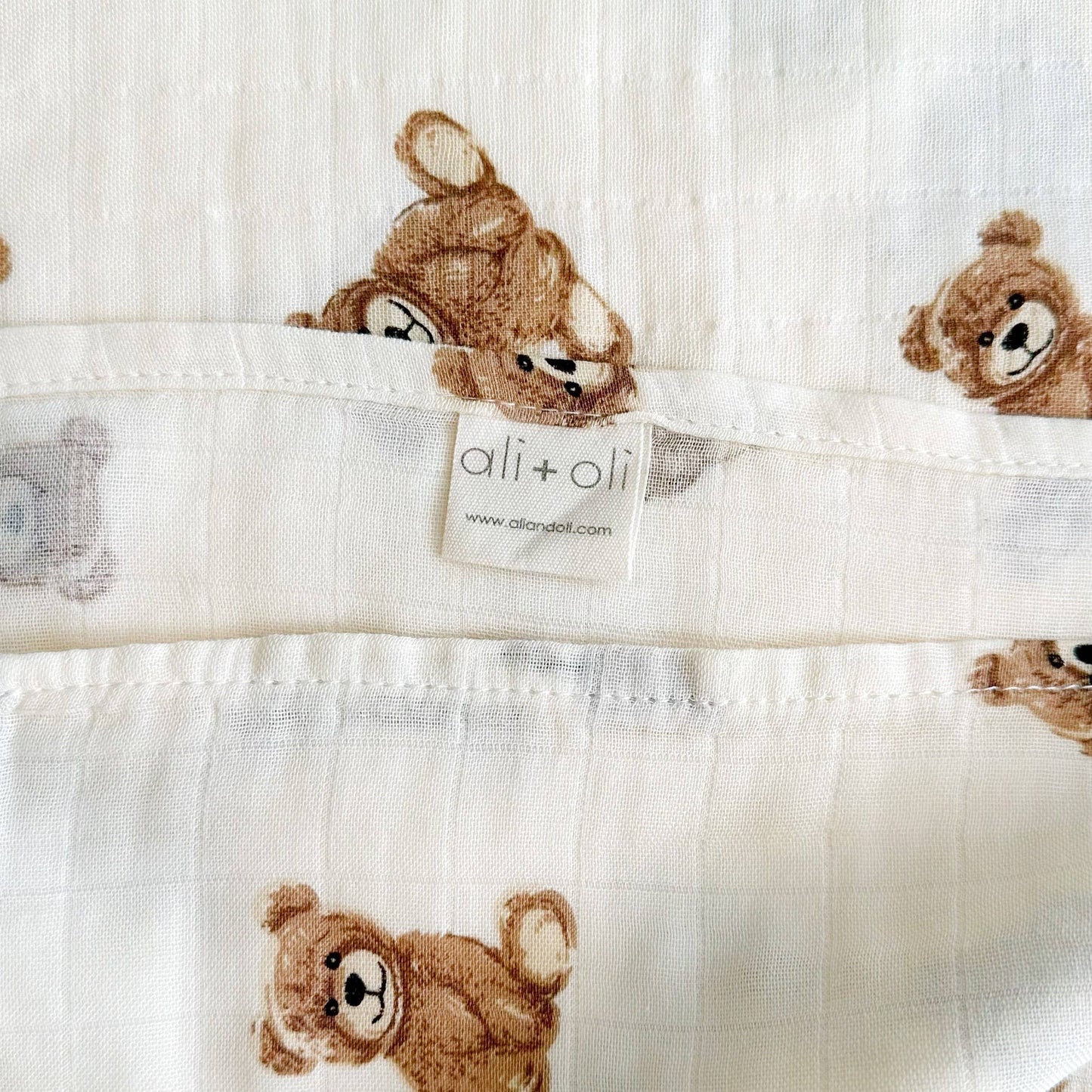 Muslin Swaddle Blanket - Teddy Bear