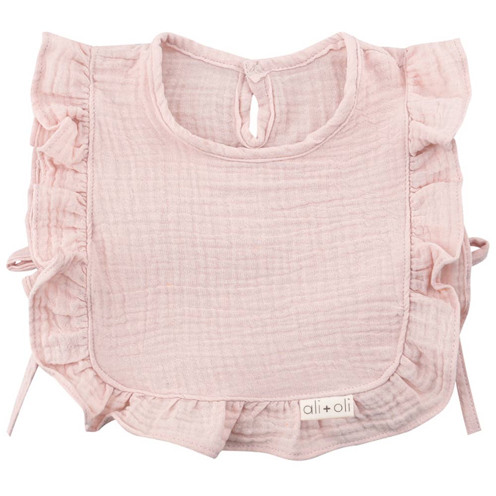 Muslin Cotton Ruffle Baby Bib - Pink