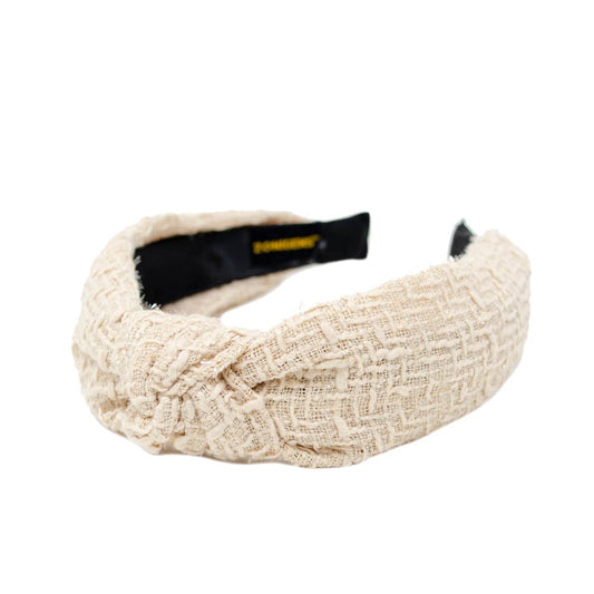 Tweed Solid Knotted Headband - Tan