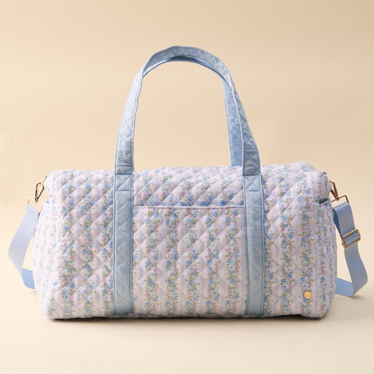 Quilted Weekender Bag - Petal Parade Blue