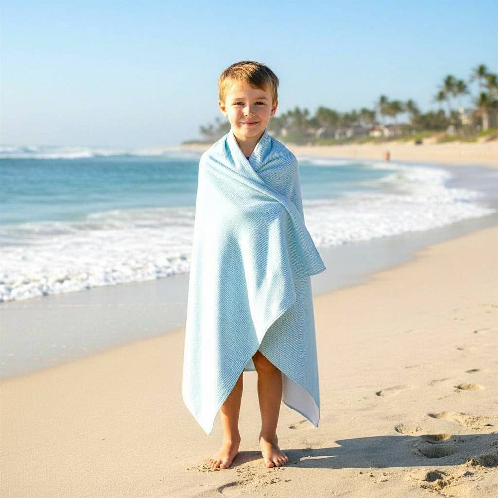 Seersucker beach towel- light blue
