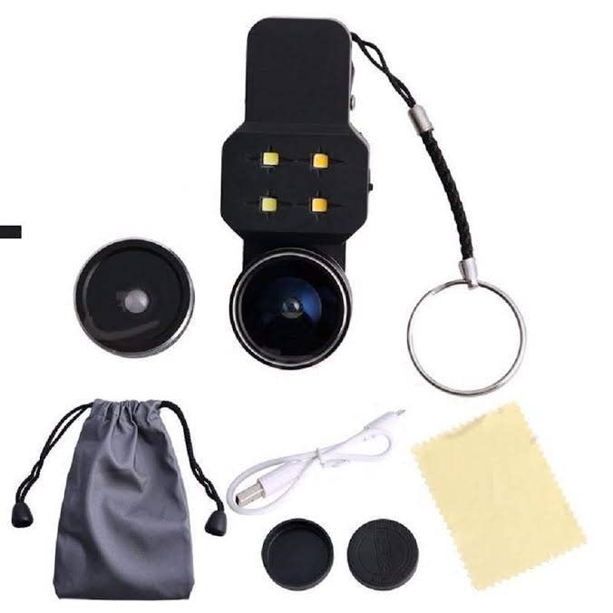 4-in-1 Selfie Kit with LED Flash & Lens Set