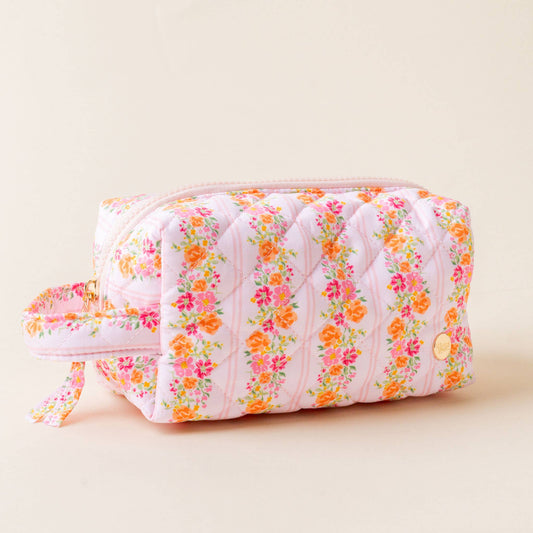 Quilted Cosmetic Pouch - Petal Parade Pink