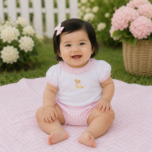 Sweet Golden Ruffle Diaper Cover Set - Pink