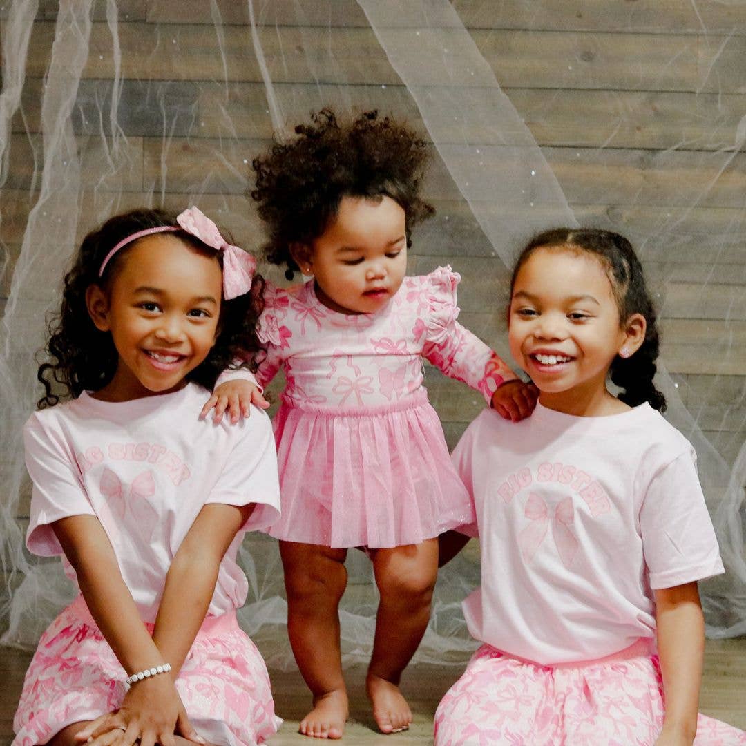 Big Sister Bow T-Shirt - Pink